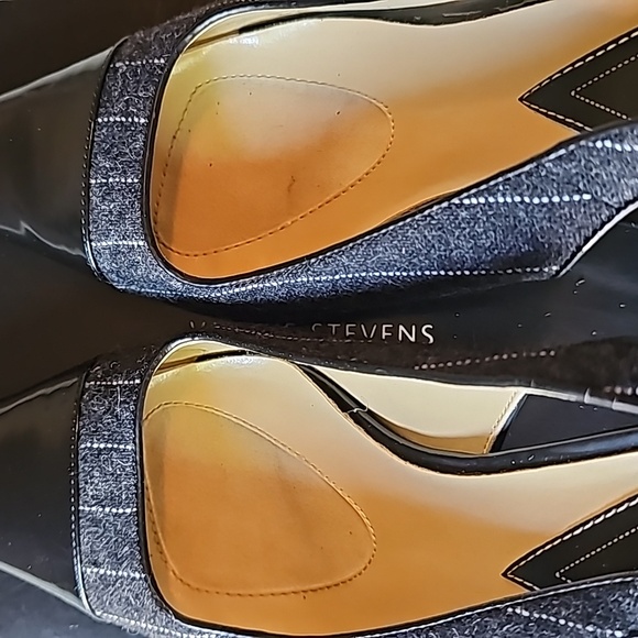 Y2K Valerie Stevens Gray Pinstripe Sling Back Heels - Picture 14 of 14